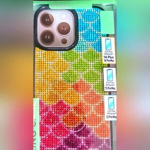 iPhone 14 Plus Pro Max, iPhone 13/12 Pro Max Scales Rhinestone Bling Phone Case
